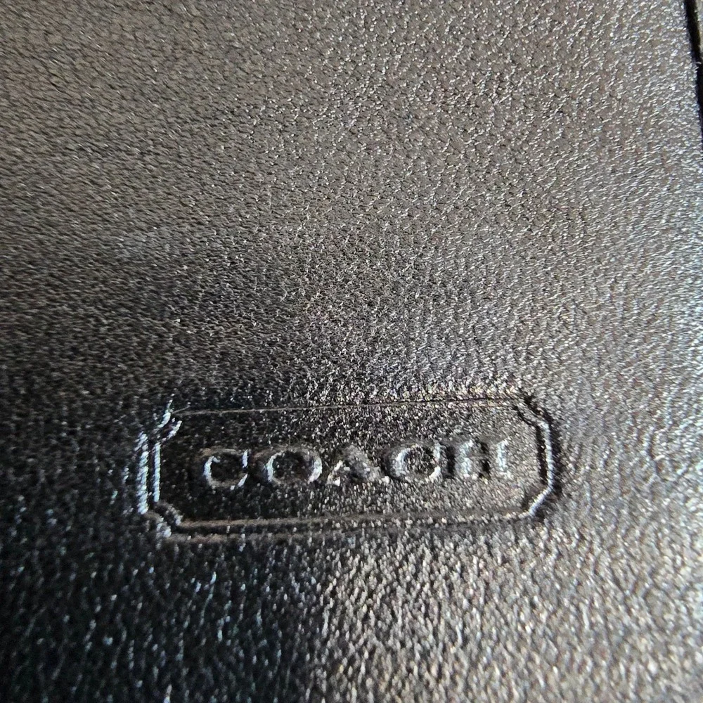 Coach Metallic Bronze Leather Pleated Trifold Wallet Snap Closure 12 Card Slots